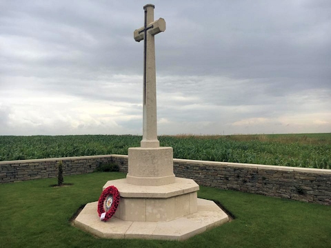 The Battalion Secretary laid a wreath at New Munich Trench Cemetery, Beaumont-Hamel